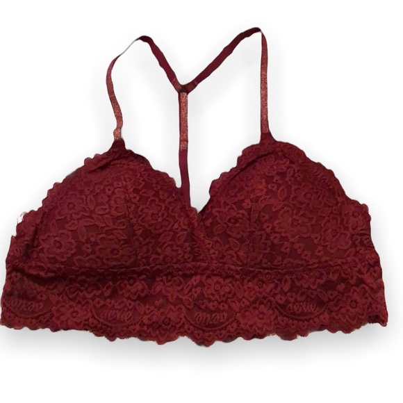 Aerie Floral Lace Bra Bralette in Maroon Size Small - Picture 10 of 10